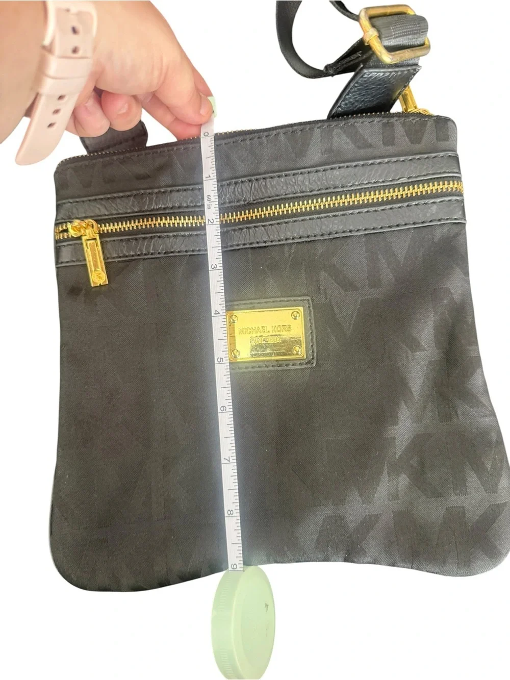 Michael Kors Black Crossbody Messenger with Gold Hardware